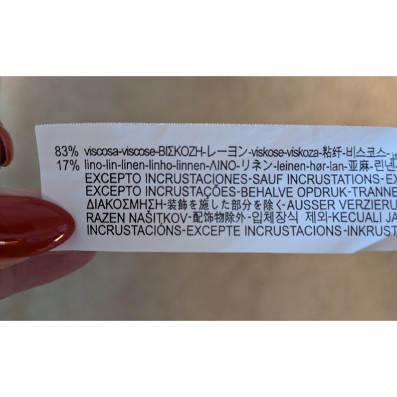 Zara Orange Linen Blend Maxi Skirt M Abstract Print Beaded Belt Side Zip - Picture 5 of 8